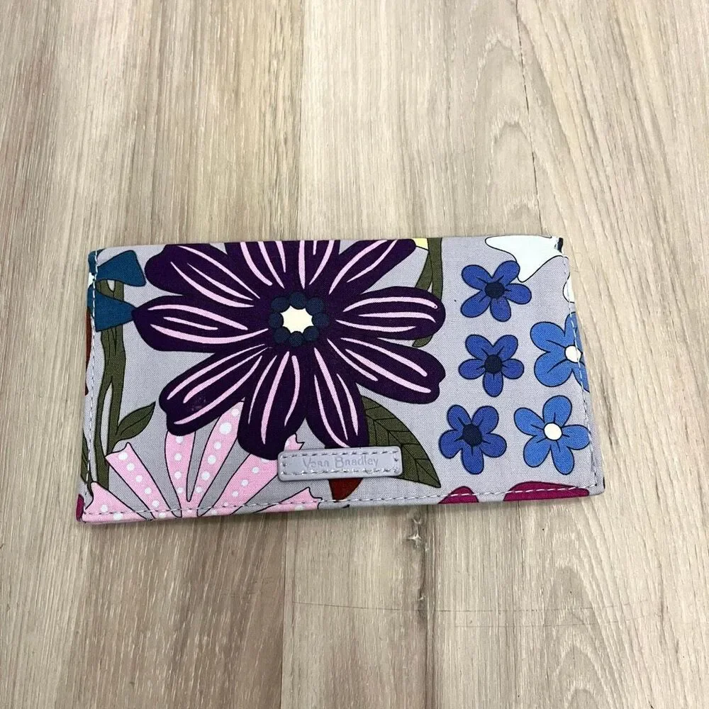 Vera Bradley Bengal Lily Purple and Blue Floral‎ Print Checkbook Cover